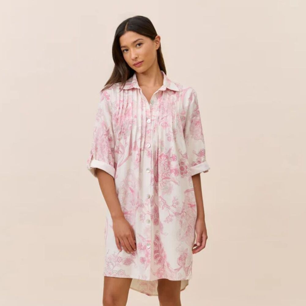 Papinelle Coco Cozy Night Shirt - Pink/Cream L